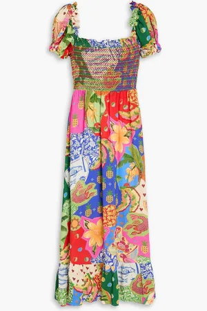 Farm Rio Bedrucktes Midikleid aus Crêpe mit Rüschen - - XL