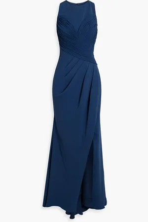 Badgley Mischka Plissierte Robe aus Crêpe - Blau - US 6