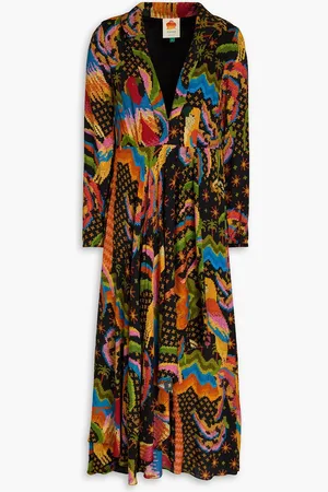 Farm Rio Bedrucktes Midikleid aus Crêpe mit Drapierung - - L