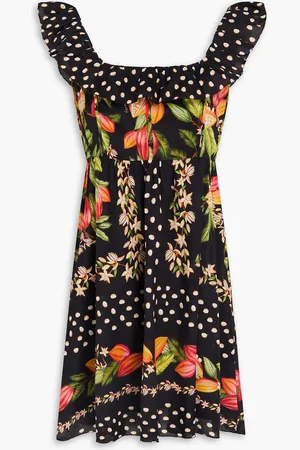 Farm Rio Minikleid aus Baumwollmusselin mit Print und Rüschen - - M
