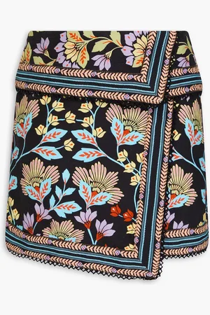 Farm Rio Minirock aus Baumwolle mit floralem Print und Wickeleffekt - - 23