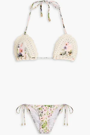 ZIMMERMANN Triangel-Bikini mit floralem Print und Häkelbesatz - Weiß - 3