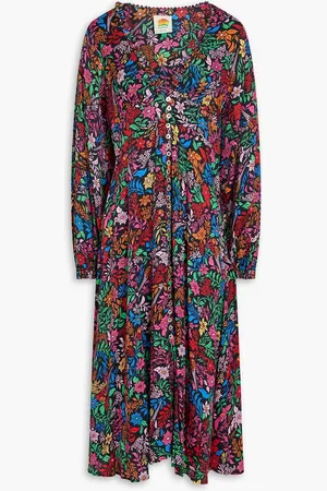 Farm Rio Midikleid aus Twill mit floralem Print - - M