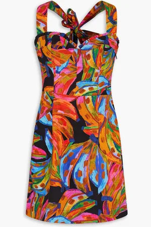 Farm Rio Minikleid aus einer Leinenmischung mit Print und Bindedetail - - XL