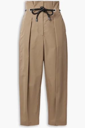 3.1 Phillip Lim Origami Hose mit geradem Bein aus einer Baumwollmischung mit Falten und Bindegürtel - Neutral - US 2