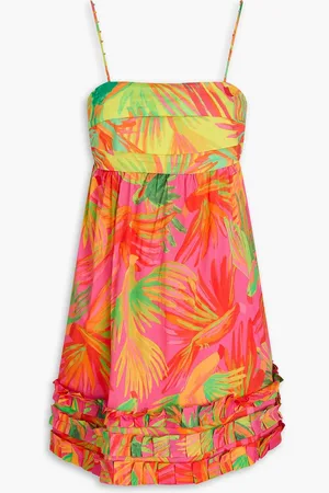 Farm Rio Minikleid aus Baumwollmusselin mit Print und Rüschen - - XS
