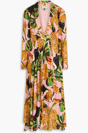 Farm Rio Midikleid aus Crêpe mit Print und Wickeleffekt - Pink - L