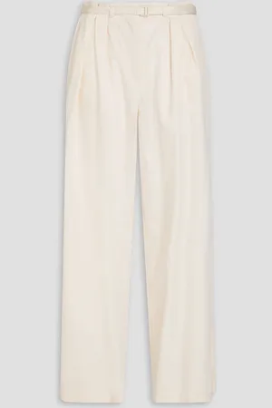 Joseph Tunius Hose mit weitem Bein aus Baumwollsatin - Weiß - FR 34