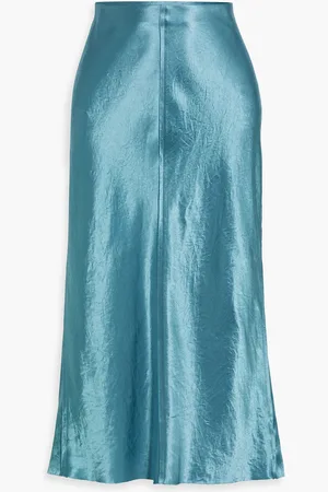 Vince Midirock aus Satin in Knitteroptik - Blau - US 2