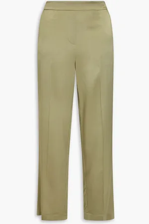 Joseph Tova Hose mit geradem Bein aus Seidensatin - Grün - FR 34