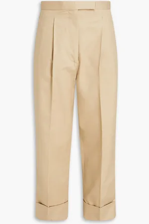 Thom Browne Cropped Hose mit geradem Bein aus Baumwoll-Twill mit Falten - Neutral - IT 44