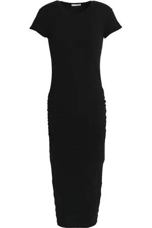James Perse Ruched cotton-blend stretch-jersey midi dress - - 0