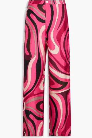 Puccini Bedruckte Hose mit weitem Bein aus Seiden-Twill - Pink - S