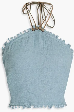 Caravana Lukumxiw Cropped Neckholder-Oberteil aus Baumwollgaze - Blau - ONESIZE