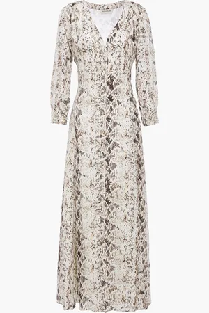 Nicholas Tie-front leopard-print silk-crepe maxi shirt dress - Weiß - US 6