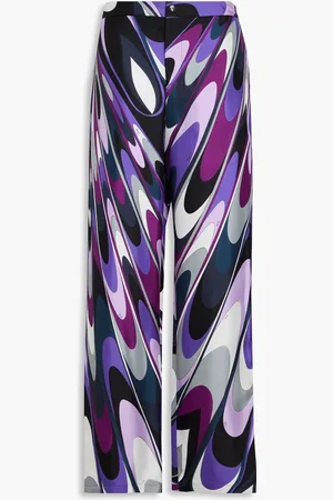 Puccini Bedruckte Hose mit weitem Bein aus Seiden-Twill - - XS