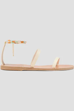Ancient Greek Sandals Smirni Sandalen aus Leder mit Verzierung - Weiß - EU 36
