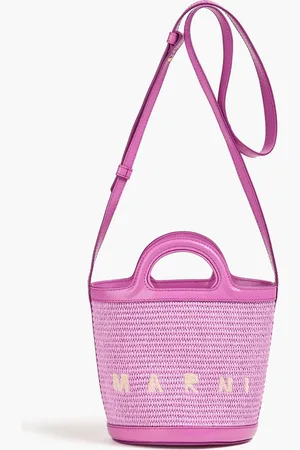 Marni Tropicalia Beuteltasche aus Raffiabastimitat mit Lederbesatz - Lila - OneSize