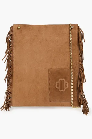 Maje Schultertasche aus Veloursleder mit Fransen - Braun - OneSize