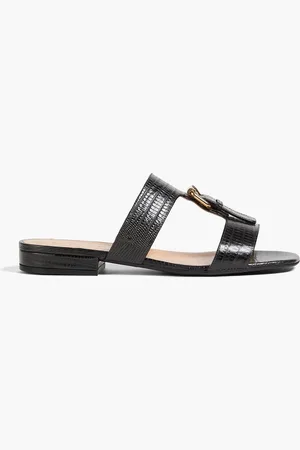 Sergio Rossi Ledersandalen mit Verzierung und Eidechseneffekt - Grau - EU 38