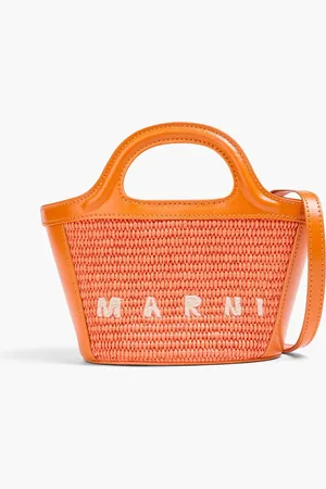 Marni Tropicalia micro Tote Bag aus Raffiabastimitat mit Lederbesatz und Stickereien - - OneSize