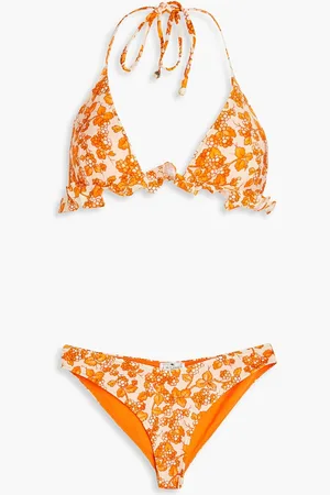Etro Triangel-Bikini mit floralem Print und Rüschen - Orange - M