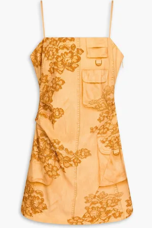 Acne Studios Bedrucktes Minikleid aus einer Leinenmischung - Gelb - DE 38