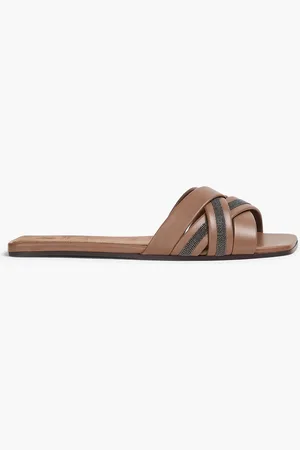 Brunello Cucinelli Sandalen aus Leder mit Zierperlen - Neutral - EU 37