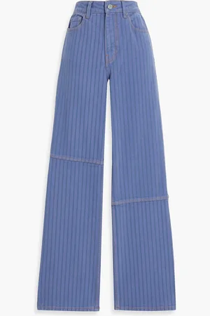 Ganni Hoch sitzende Jeans mit geradem Bein und Streifen - Blau - 26