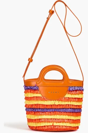 Marni Tropicalia Beuteltasche aus Raffiabastimitat mit Lederbesatz - - OneSize