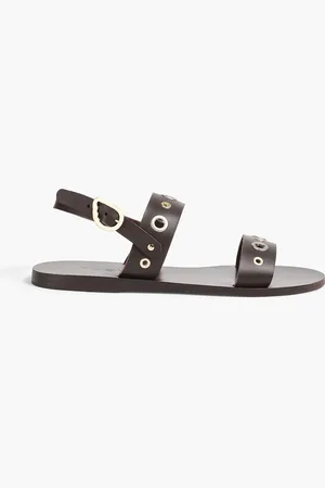 Ancient Greek Sandals Dinami Slingback-Sandalen aus Leder mit Ösenverzierung - Braun - EU 36