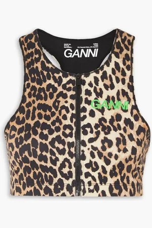 Ganni Sport-BH aus Stretch-Material mit Leopardenprint - - XS