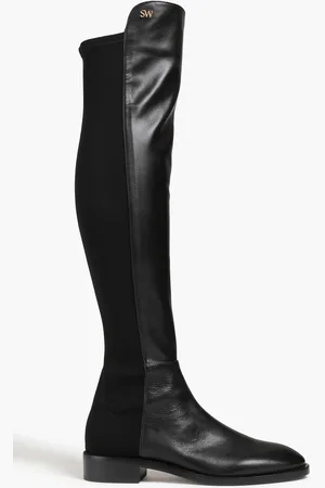 Stuart Weitzman Keelan Overknees aus Leder und Microstretch - - EU 35.5