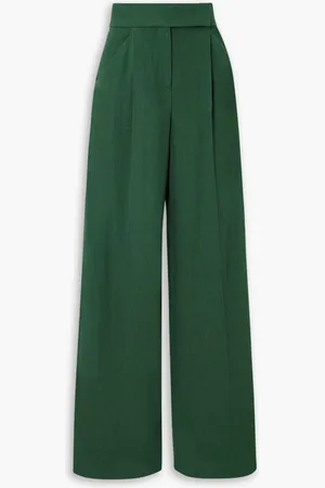 VERONICA BEARD Marbeau Hose mit weitem Bein aus Voile mit Falten - Grün - US 6