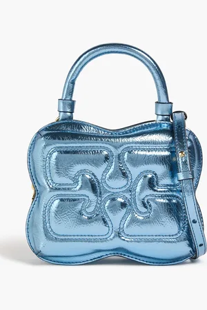 Ganni Butterfly Tote Bag aus gemischtem Leder - Blau - OneSize