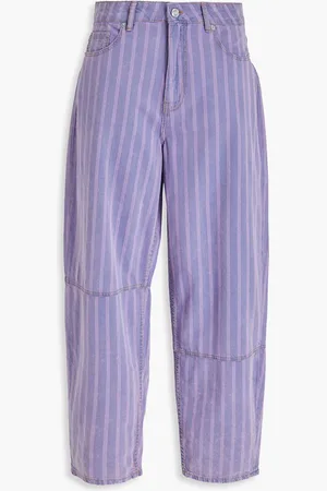Ganni Hoch sitzende Barrel-Jeans mit Streifen - Lila - 25