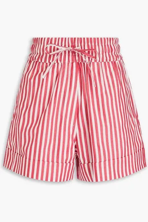 Ganni Gestreifte Shorts aus Baumwollpopeline - - DE 32