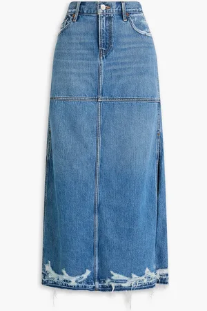 RE/DONE Maxirock aus Denim in Distressed-Optik - Blau - 29