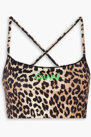 Ganni Sport-BH aus recyceltem Stretch-Material mit Leopardenprint - - XXS