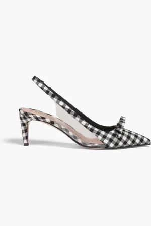RED(V) Slingback-Pumps aus PVC und Tweed mit Gingham-Karo - - EU 36
