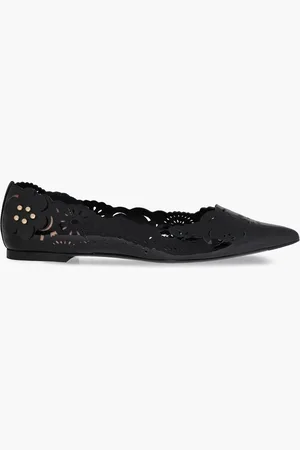 Roger Vivier Scalloped laser-cut patent-leather point-toe flats - - EU 35