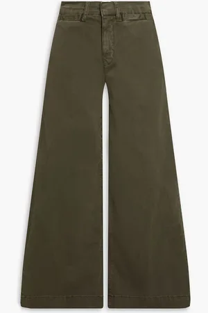 Frame Pixie Hose mit weitem Bein aus Twill aus Stretch-Baumwolle - Grün - 28