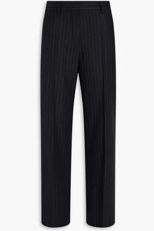 DRIES VAN NOTEN Hose aus Wollflanell mit geradem Bein und Nadelstreifen - Grau - FR 36