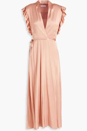 Les Héroïnes by Vanessa Cocchiaro The Glady Midikleid aus glänzendem Crêpe mit Rüschenbesatz - Pink - FR 40