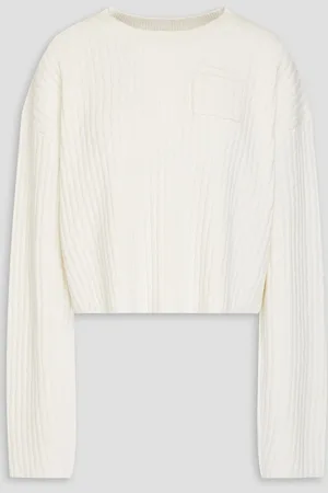 Helmut Lang Caria Cropped Pullover mit Zopfstrickmuster - Weiß - S