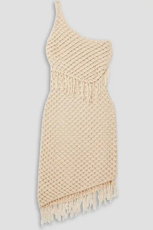 Savannah Morrow Canaria asymmetrisches Minikleid aus gehäkelter Pima-Baumwolle mit Fransen - Weiß - XS