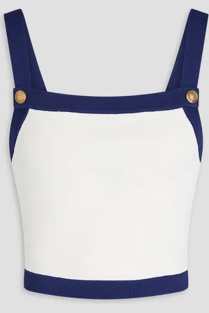 ALICE+OLIVIA Alice Olivia - Cropped Oberteil aus Stretch-Strick mit Verzierung - - M