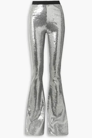 DAVID KOMA Schlaghose aus Stretch-Jersey mit Pailletten - Metallic - UK 14