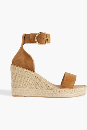 IRIS & INK Gaby Espadrille-Wedges aus Veloursleder - Braun - EU 40