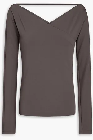 Fabiana Filippi Oberteil aus Stretch-Jersey mit Wickeleffekt - Grau - IT 44